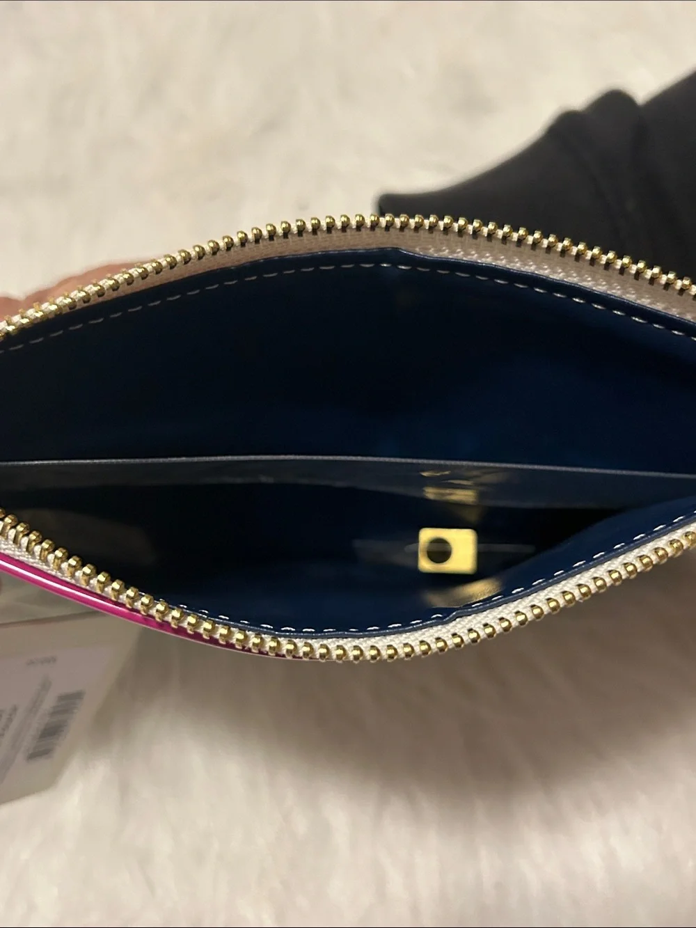 kate spade Multicolor Striped Patent Zipper Pouch